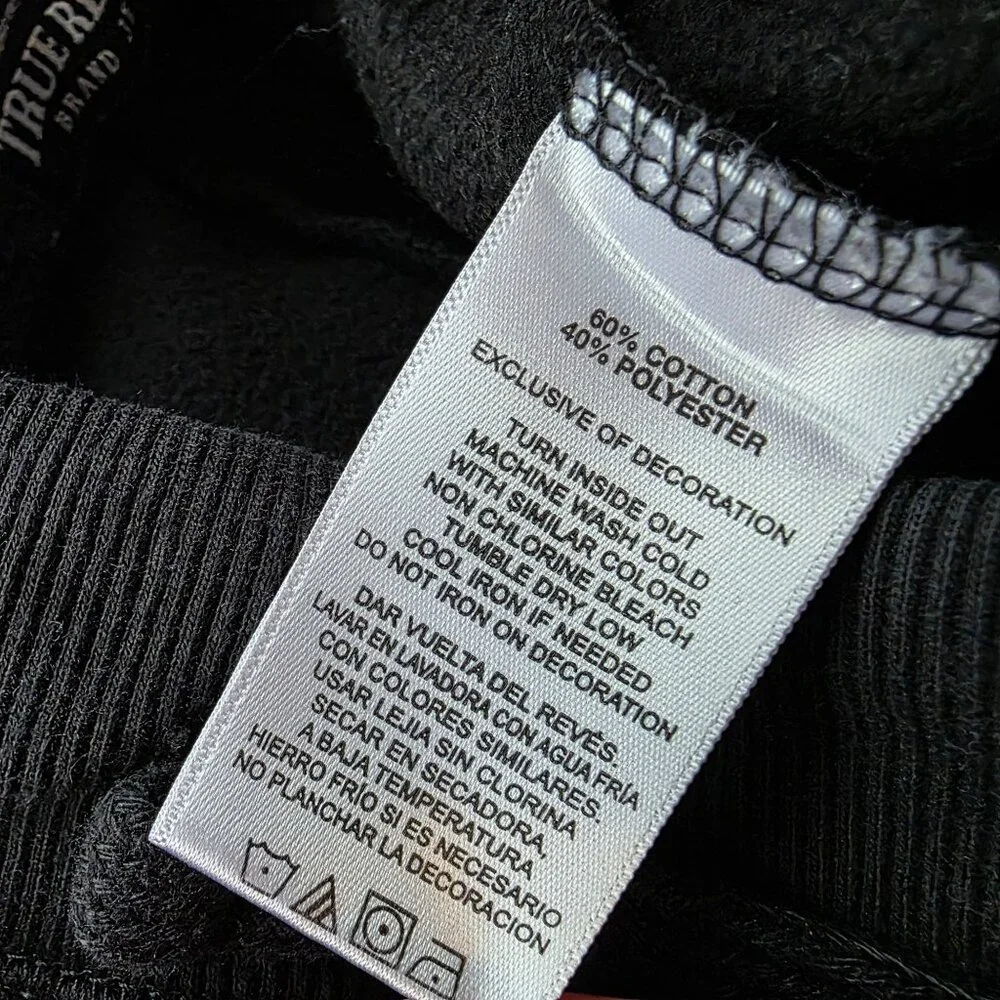 True Religion Boys Medium Joggers Sweatpants Black Spell Out Pockets - Picture 6 of 7